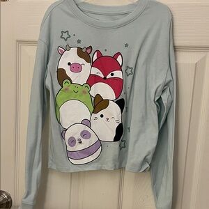 Kids Long Sleeve Tee - Light Blue with Squishmallows Animal Print